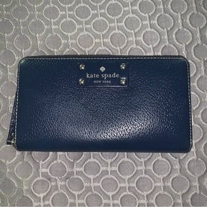 kate spade Neda Navy Blue Leather Wallet Excellent Condition